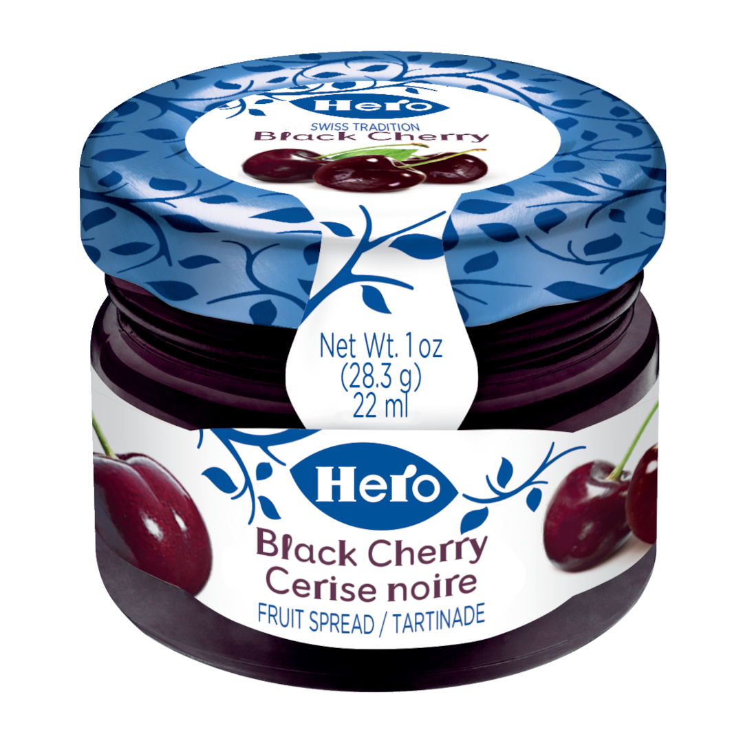 product packshot of Hero black cherry fruit spread 28.3g