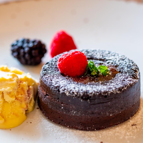 Molten Chocolate Raspberry Cake